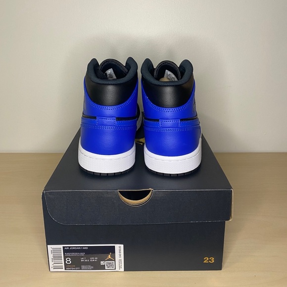 SOLD-Air Jordan 1 Mid Hyper Royal Tumbled Leather - Picture 3 of 4